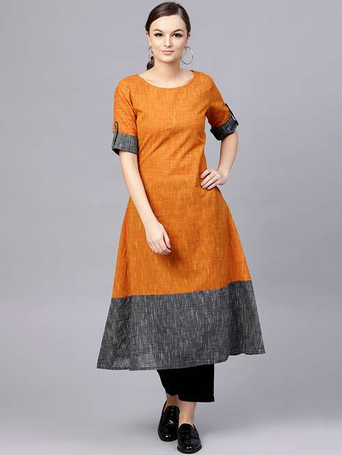 color block a-line kurta - 15696068 - Very Small Image - 1