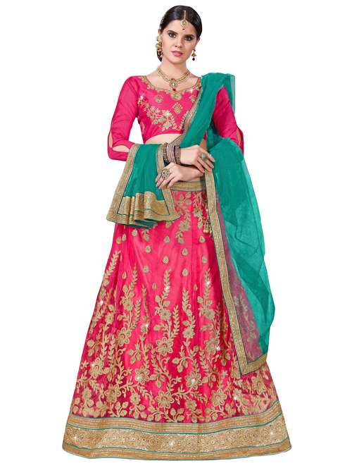 gold embroidered a-line lehenga - 15729421 - Very Small Image - 1