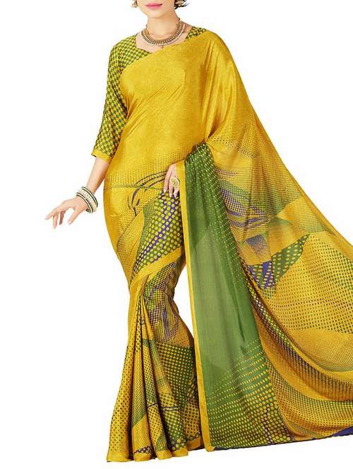 polka dots printed saree with blouse - 15734622 - Very Small Image - 1