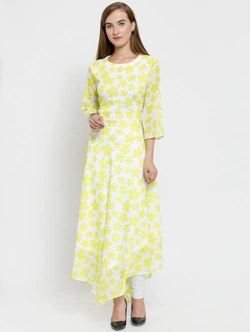 asymmetric floral kurta - 15753287 - Very Small Image - 1