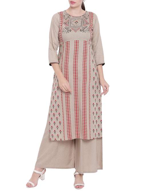 printed kurta palazzo set - 15756491 - Very Small Image - 1