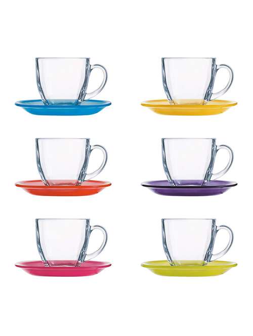 carina rainbow cup and saucer set, 12-pieces - 15777688 - Very Small Image - 1