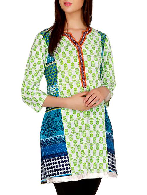 green viscose straight kurti - 15805860 - Very Small Image - 1