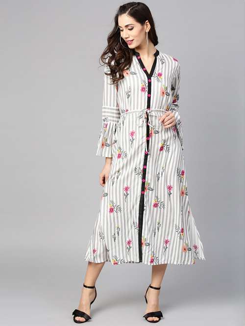 drawstring waist flute sleeved dress - 15840720 - Very Small Image - 1