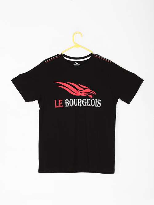 black cotton chest print t-shirt - 15844638 - Very Small Image - 1
