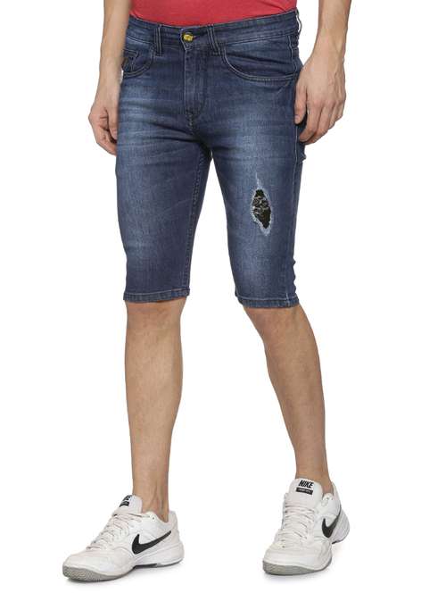 blue washed ripped denim shorts - 15852024 - Very Small Image - 1