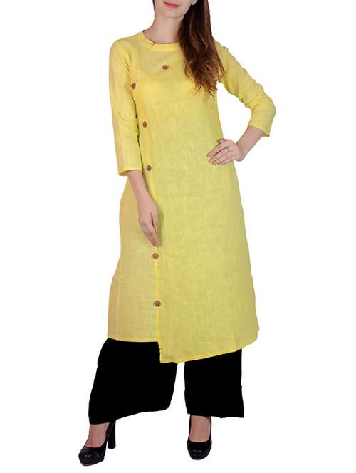 button detail asymmetrical kurta - 15853869 - Very Small Image - 1