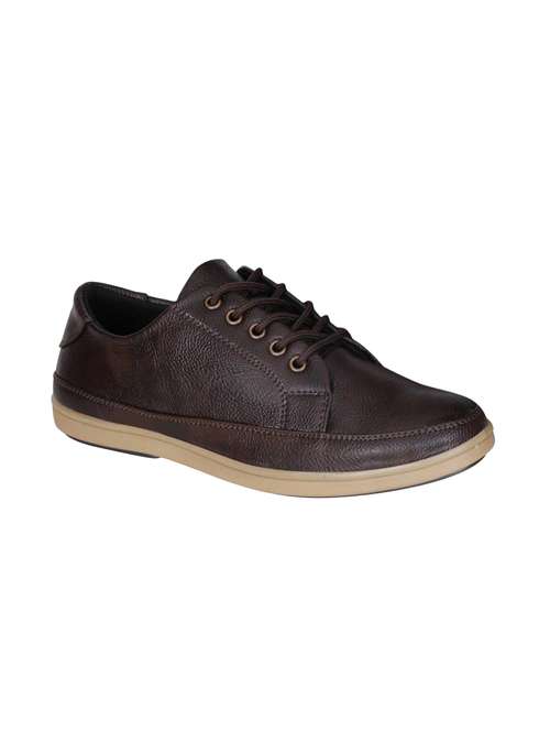 brown leatherette lace up sneakers - 15877310 - Very Small Image - 1