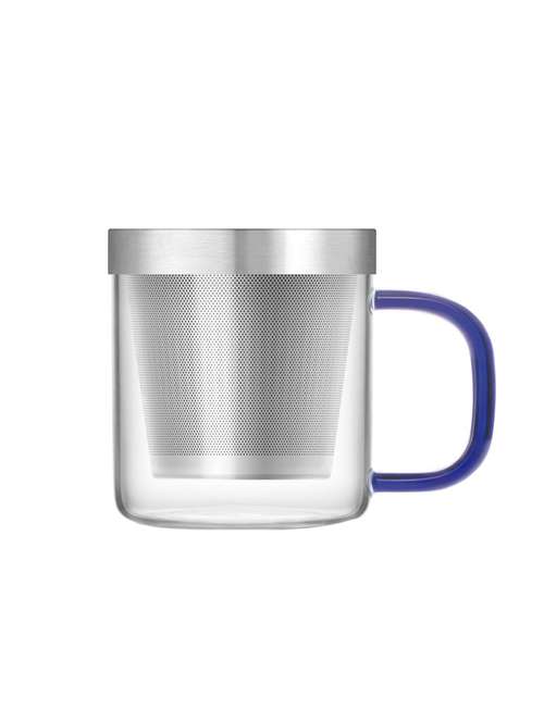 dancing leaf taza glass tea mug with removable stainless steel infuser & lid|heat resistant borosilicate glass |capacity -300ml - 15891092 - Very Small Image - 1
