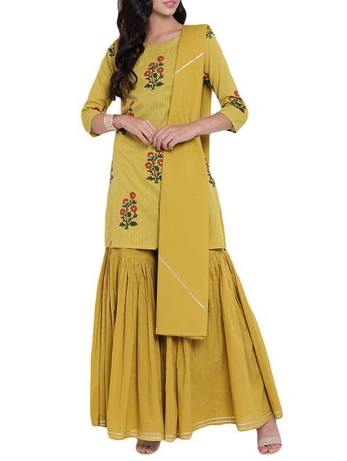 women kurta sharara set with dupatta - 15901640 - Very Small Image - 1