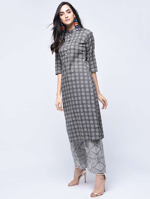 printed kurta with palazzo set - 15926972 - Very Small Image - 1