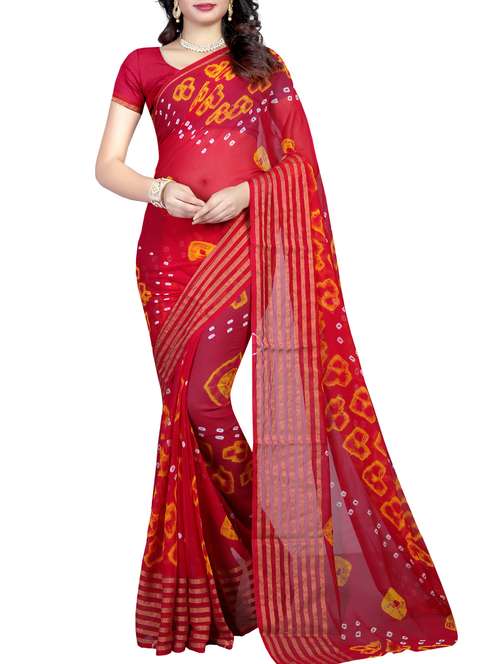 bandhani printed saree with blouse - 15955576 - Very Small Image - 1