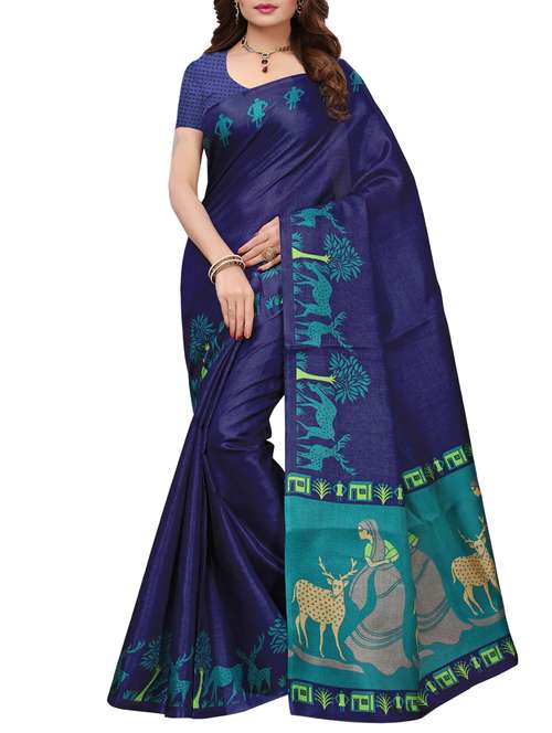 graphic printed saree with blouse - 15968995 - Very Small Image - 1