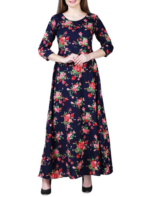 round neck floral maxi dress - 15977247 - Very Small Image - 1