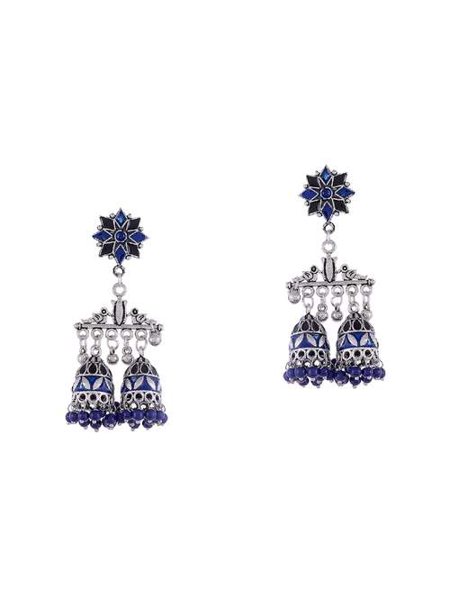 silver metal jhumka earring - 15997098 - Very Small Image - 1