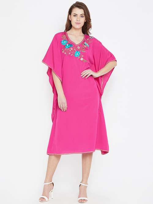 lace detail embroidered sequined kaftan dress - 16015887 - Very Small Image - 1