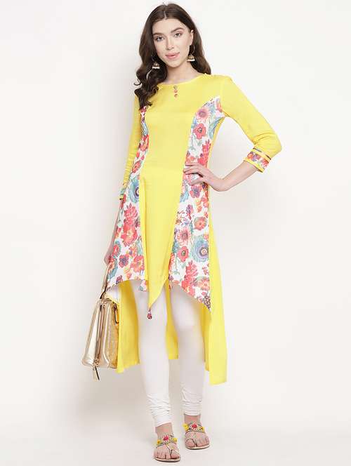 floral panel asymmetric kurta - 16016552 - Very Small Image - 1