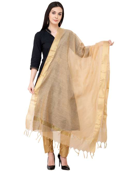 gold bordered tissue dupatta - 16039364 - Very Small Image - 1