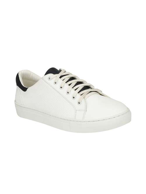 white leatherette lace up sneakers - 16040349 - Very Small Image - 1