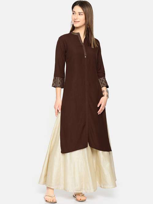 solid straight kurta - 16050286 - Very Small Image - 1
