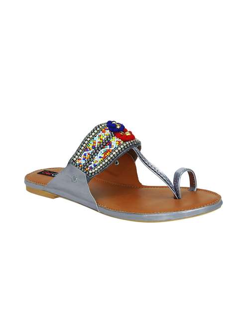 grey synthetic ethnic kolhapuris - 16054305 - Very Small Image - 1