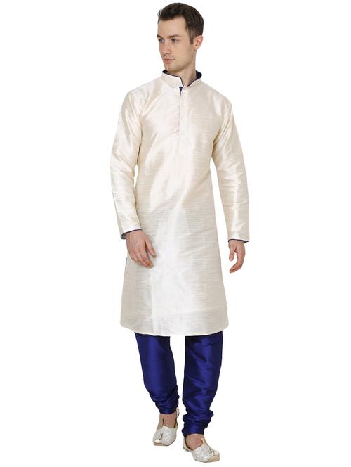 beige silk blend long kurta - 16079688 - Very Small Image - 1