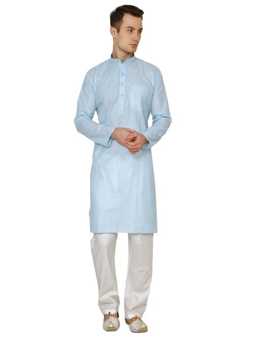 blue cotton long kurta - 16079691 - Very Small Image - 1