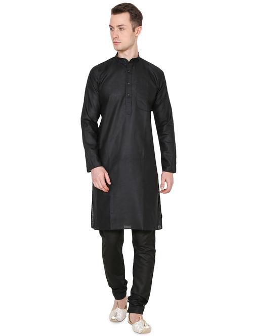 black cotton kurta pyjama set - 16079725 - Very Small Image - 1