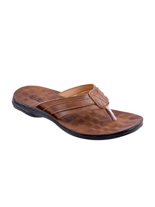 tan leatherette toe separator slippers - 16092696 - Very Small Image - 1