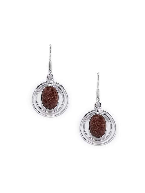 brown metal drop earring - 16100855 - Very Small Image - 1