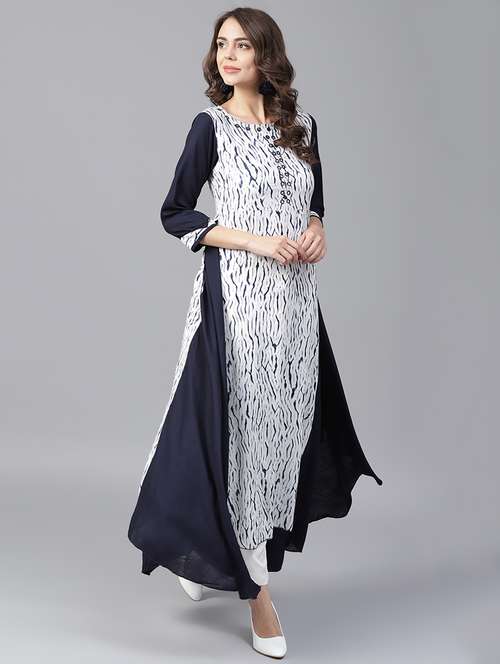 contrast asymmetric kurta - 16130265 - Very Small Image - 1