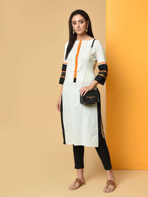 patch work straight kurta - 16193015 - Very Small Image - 1
