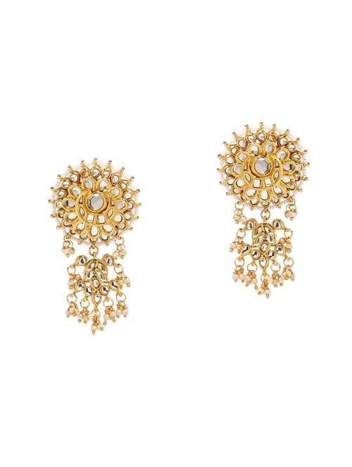 gold metal drop earring - 16235701 - Very Small Image - 1