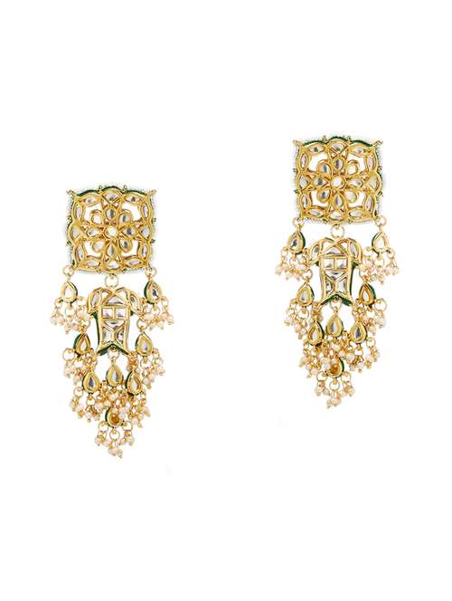gold metal drop earring - 16235707 - Very Small Image - 1