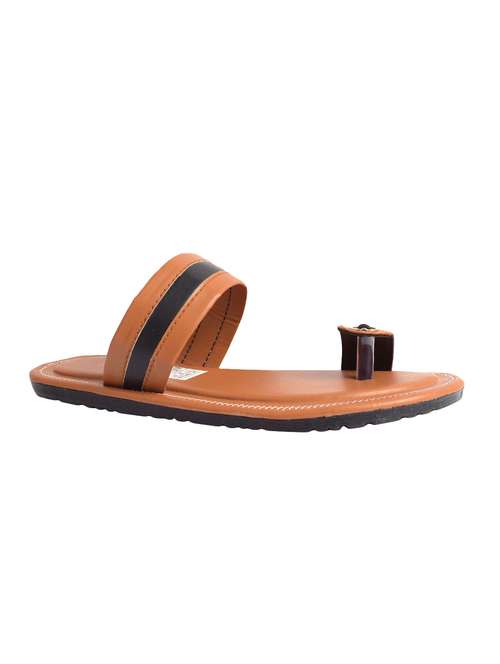 tan leatherette slip on slippers - 16245107 - Very Small Image - 1