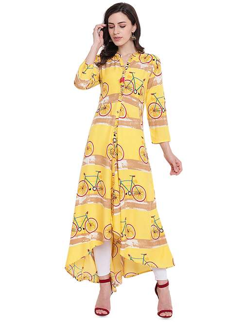 conversational printed high-low kurta - 16330754 - Very Small Image - 1