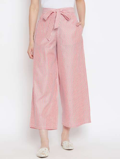 tie front striped trousers - 16331108 - Very Small Image - 1
