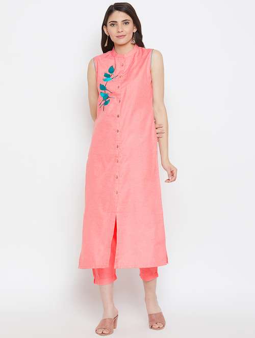embroidered pastel kurta pant set - 16331196 - Very Small Image - 1