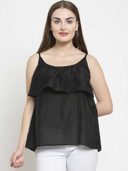 women's layered shoulder strap top - 16431735 - Very Small Image - 1