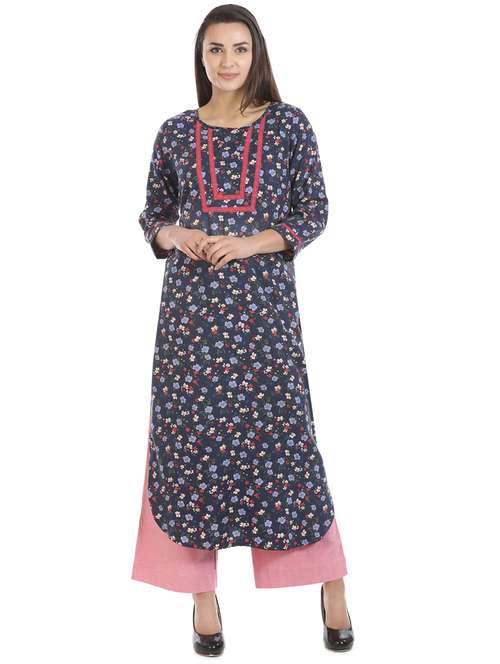 floral printed straight kurta - 16443715 - Very Small Image - 1