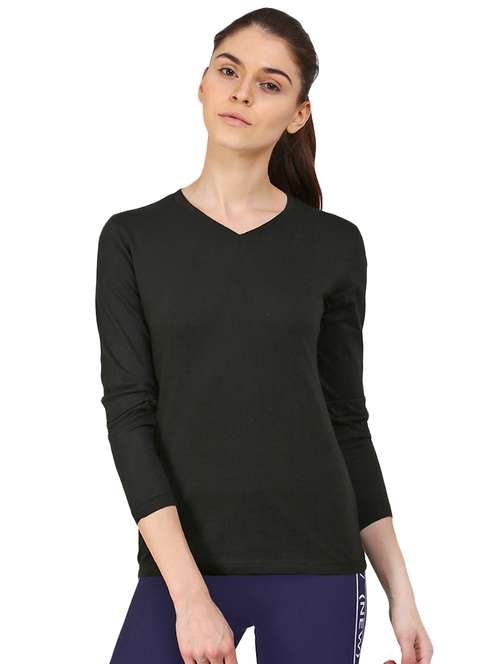 women's plain v neck t-shirt - 16467937 - Very Small Image - 1
