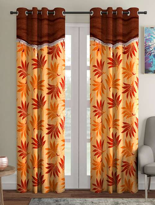 fancy polyester pack of 2 long door curtains - 16489862 - Very Small Image - 1