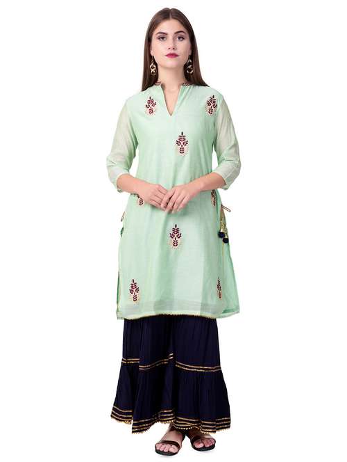 floral kurta sharara with dupatta set - 16509740 - Very Small Image - 1