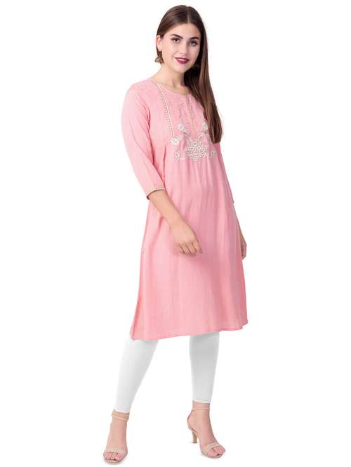 embroidered a-line kurta - 16519555 - Very Small Image - 1