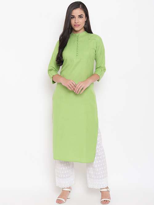 pintucks solid straight kurta - 16526884 - Very Small Image - 1