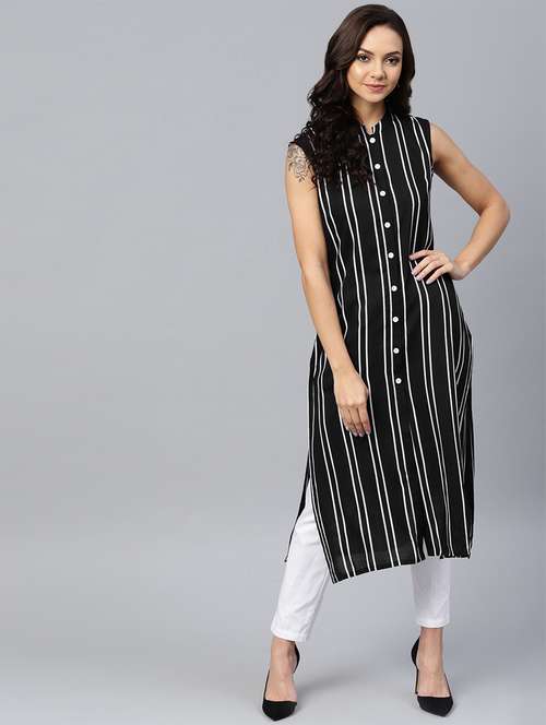stripes straight kurta - 16550963 - Very Small Image - 1