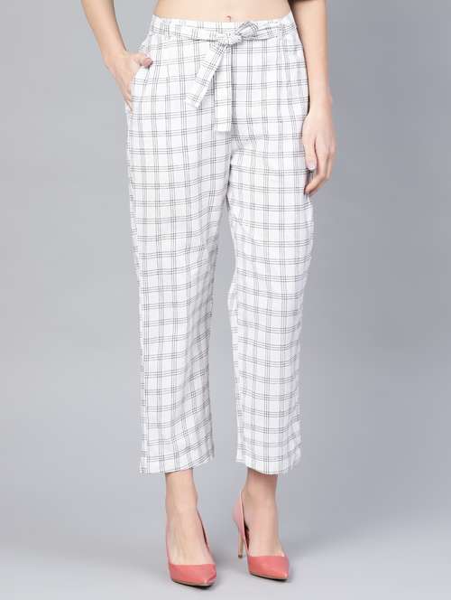 tie front checkered trouser - 16565680 - Very Small Image - 1