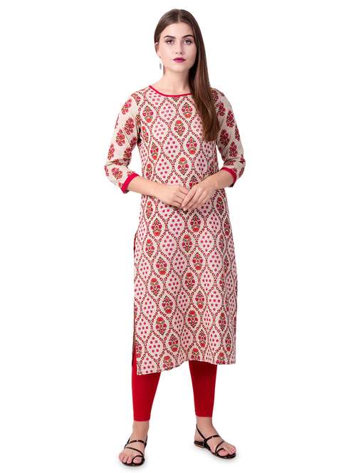 floral printed straight kurta - 16567289 - Very Small Image - 1
