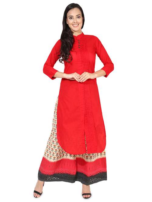 solid straight kurta - 16581966 - Very Small Image - 1