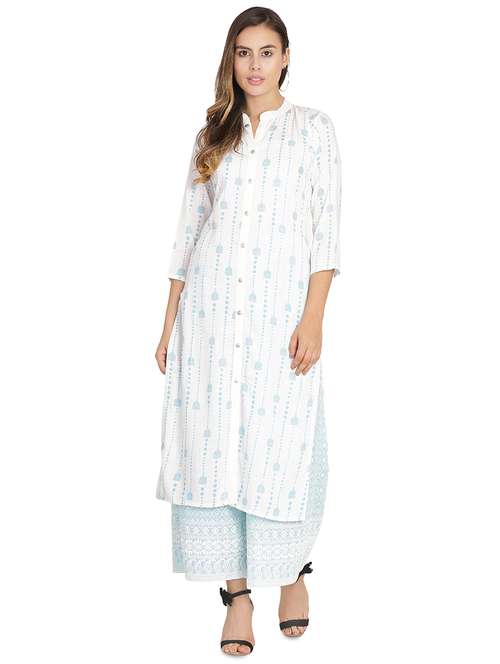 printed kurta palazzo set - 16620287 - Very Small Image - 1